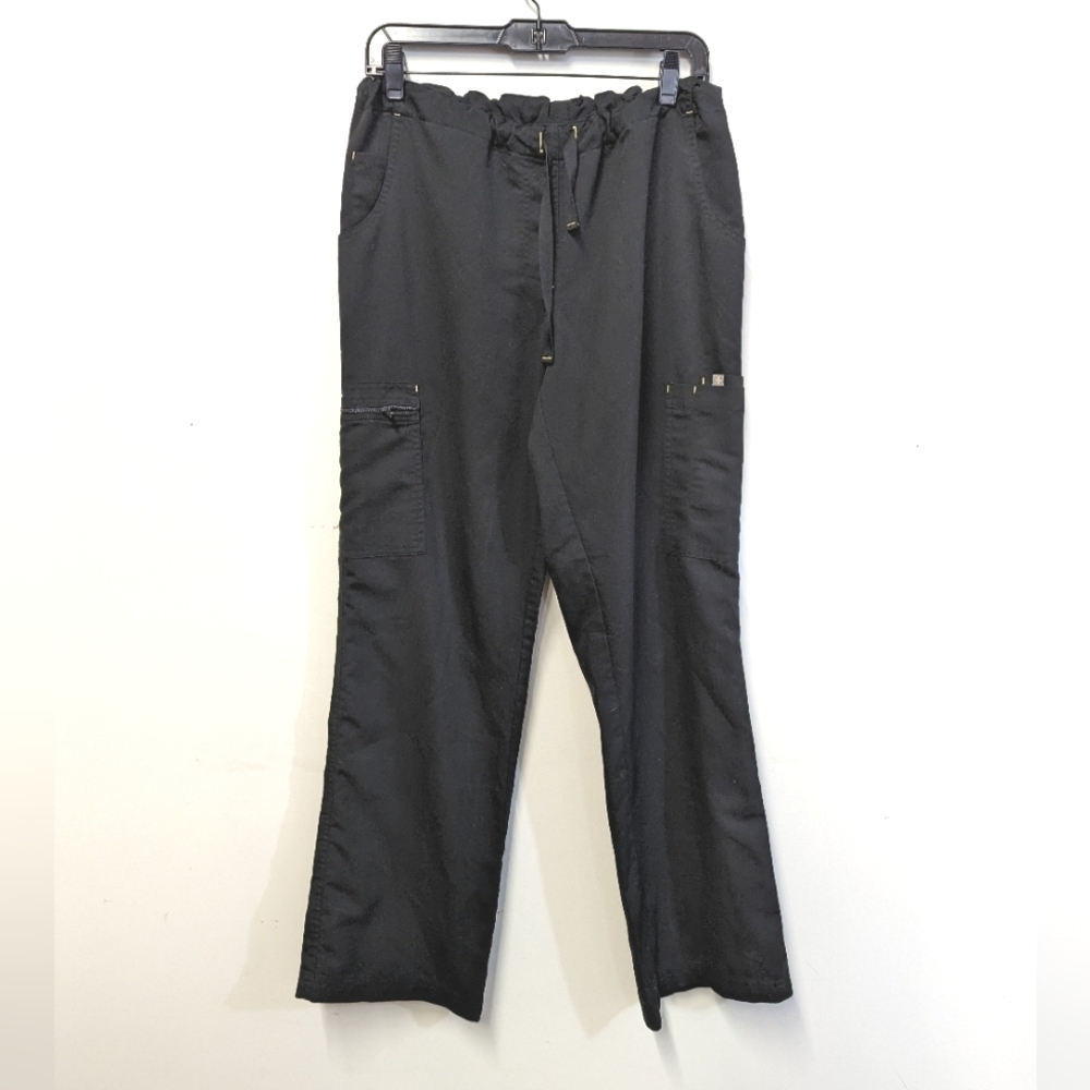 Figs Women's Black Scrubs Pants M Multi pockets Loose Straight Leg